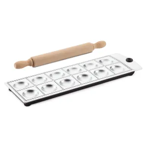 12-Imprint Ravioli Press with Mini Rolling Pin