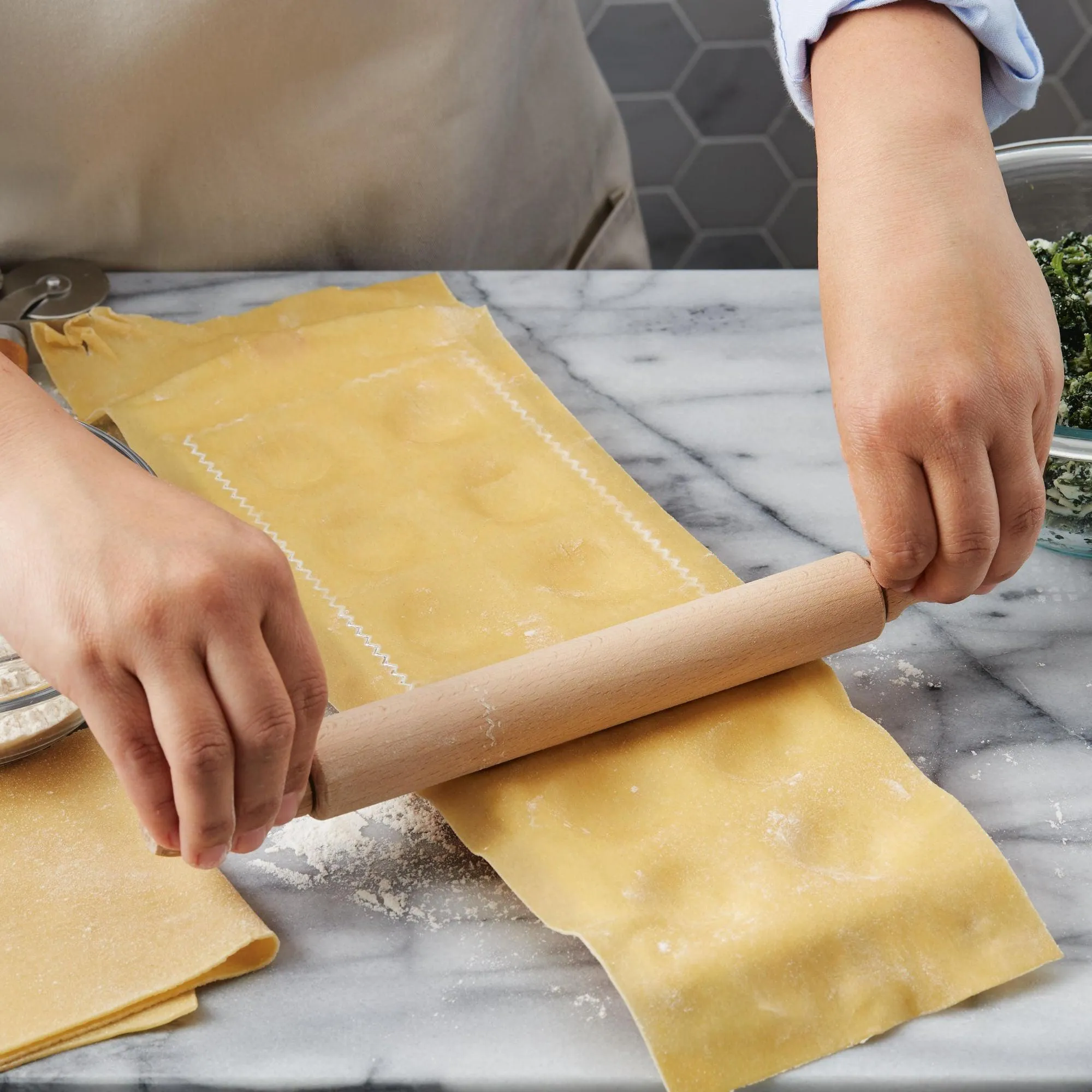 12-Imprint Ravioli Press with Mini Rolling Pin