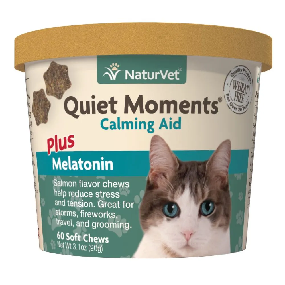 15% OFF: NaturVet Quiet Moments Calming Aid Plus Melatonin Soft Chew Supplement For Cats 60ct