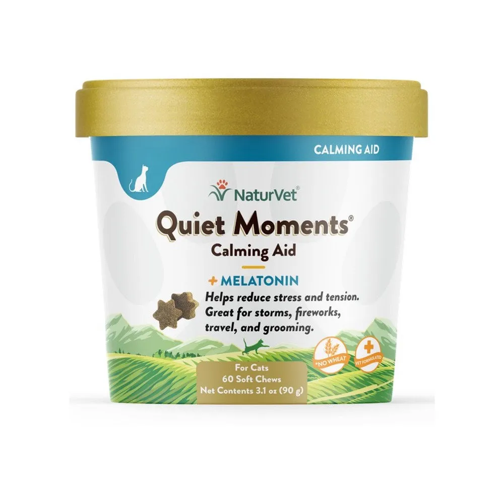 15% OFF: NaturVet Quiet Moments Calming Aid Plus Melatonin Soft Chew Supplement For Cats 60ct