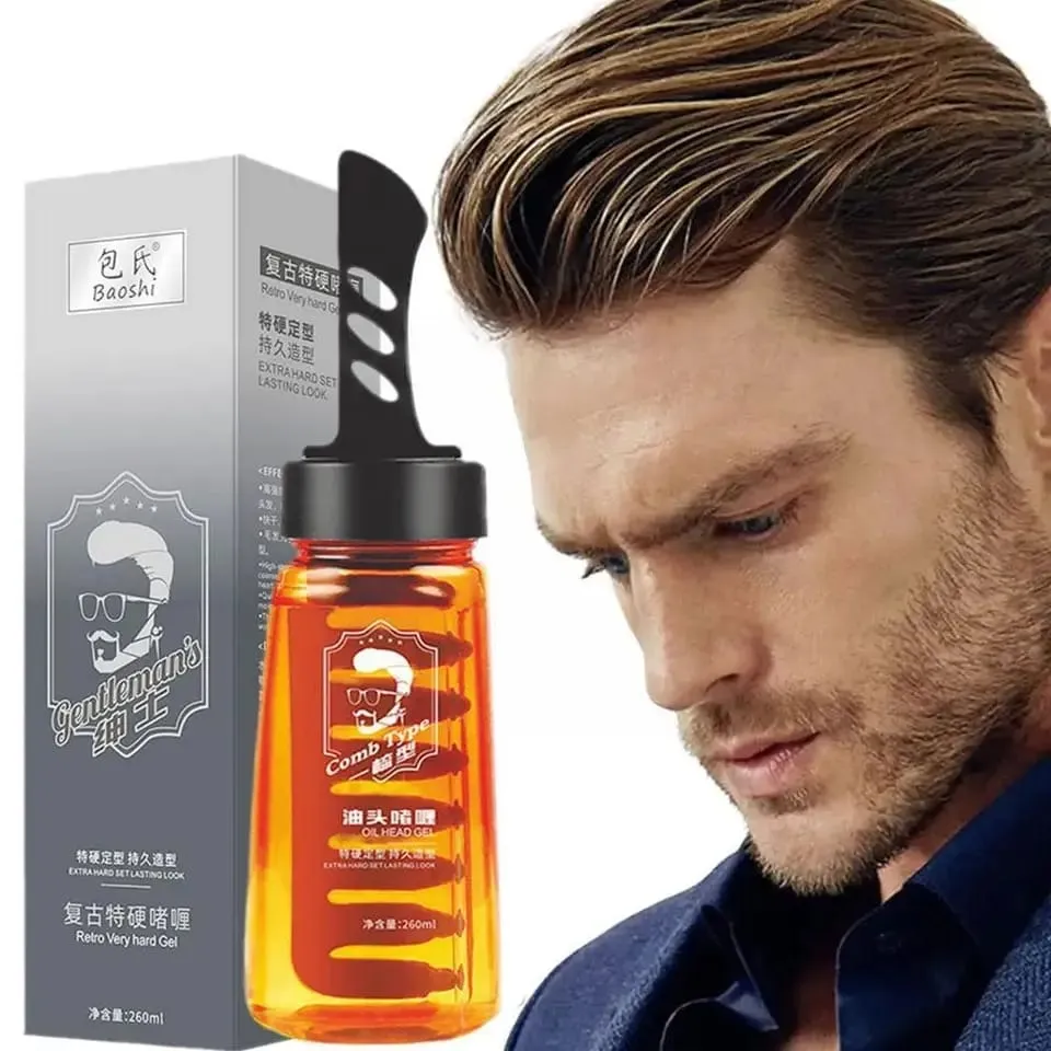 260ml Men's Hair Wax Gel With Comb Long Lasting Oil Wax