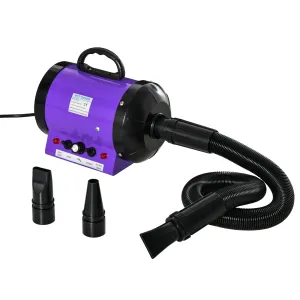 2800W Dog Hair Dryer Pet Grooming Blaster Water Blower Dryer w/ 3 Nozzles, Purple