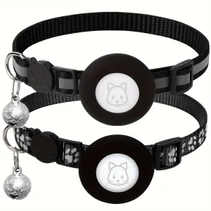 2Pack Reflective Breakaway Cat Collar Set with Airtag Compatibility