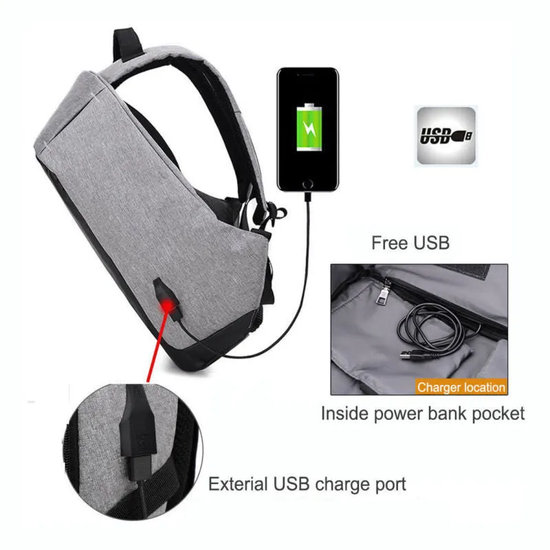 Anti-theft Backpack with USB Charging Port Slim Backpack for 15.6 Inch Laptop