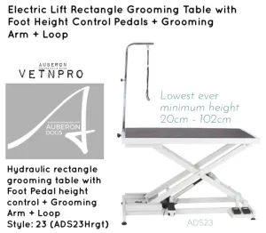 Auberon VetnPro SuperLo Electric Lift Dog grooming table just 30cm at lowest height handsfree smooth foot pedal control