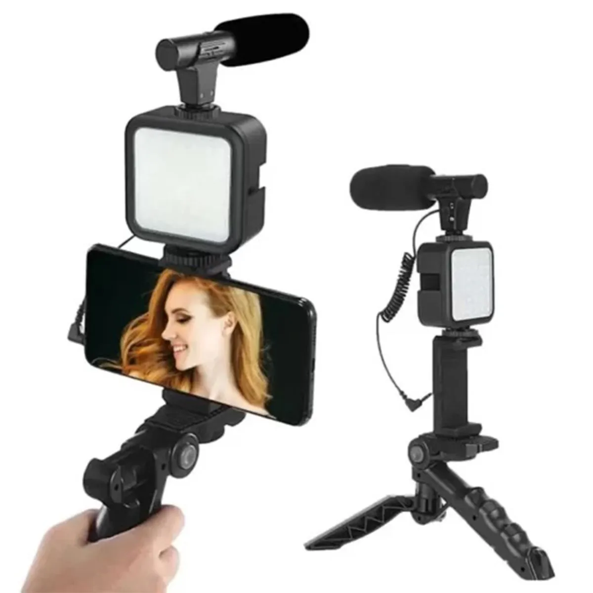 AY-49 Video Vlogging Kits with Microphone LED Fill Light  and  Mini Tripod