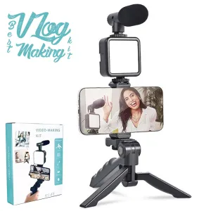 AY-49 Video Vlogging Kits with Microphone LED Fill Light  and  Mini Tripod