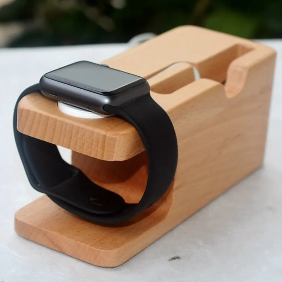 Bamboo Charging Stand Cradle Holder for  iWatch iPhone