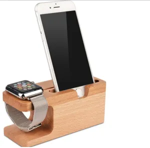 Bamboo Charging Stand Cradle Holder for  iWatch iPhone