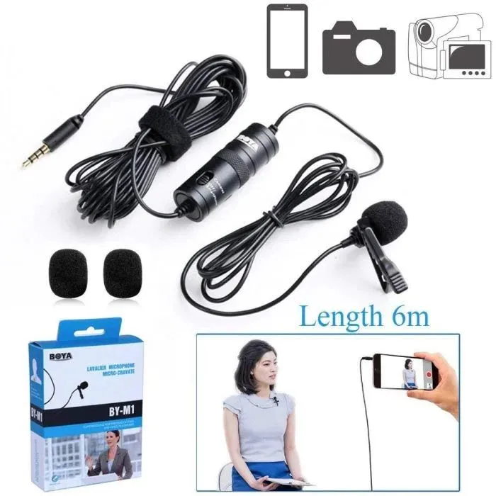 Boya BY M1 Professional Collar Microphone 3.5mm Audio Video Record Lavalier Lapel Mic for Android Smartphone DSLR PC