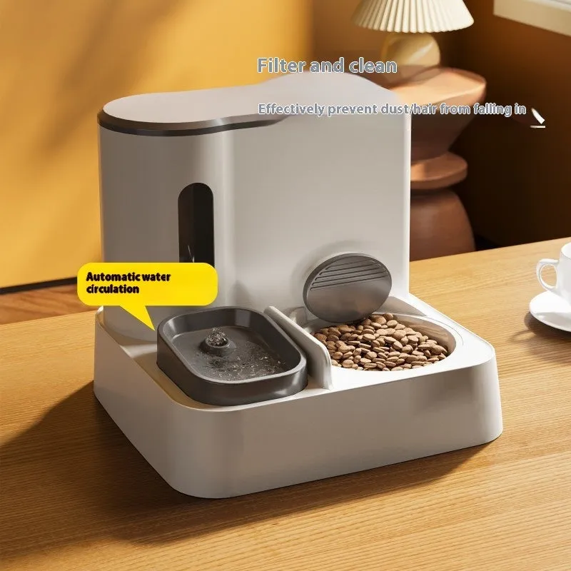 Cat Automatic Pet Feeder Water Dispenser Integrated Double Bowl Drinking Pet  / Comedero automático para gatos, dispensador de agua para mascotas, cuenco doble integrado, bebedero para mascotas