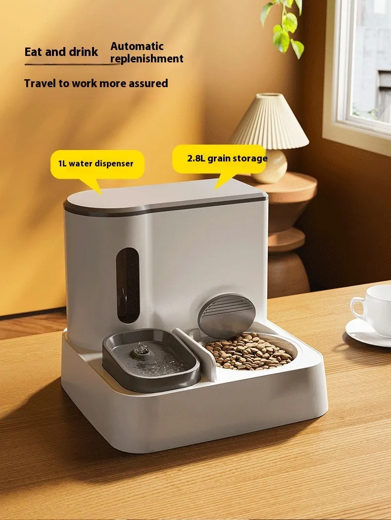 Cat Automatic Pet Feeder Water Dispenser Integrated Double Bowl Drinking Pet  / Comedero automático para gatos, dispensador de agua para mascotas, cuenco doble integrado, bebedero para mascotas