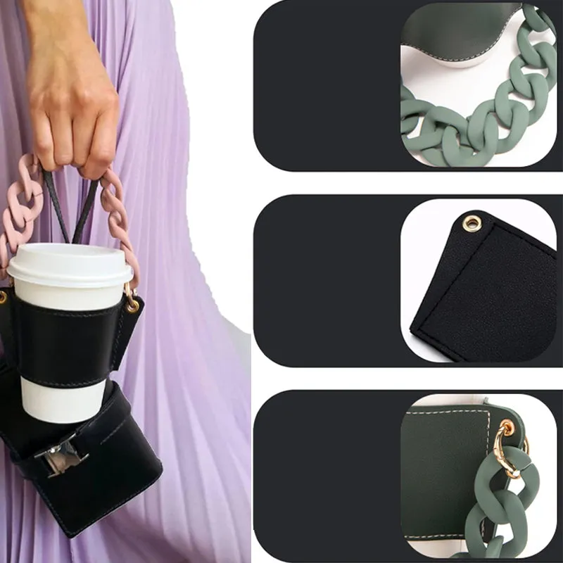 Coffee cup cover with chain