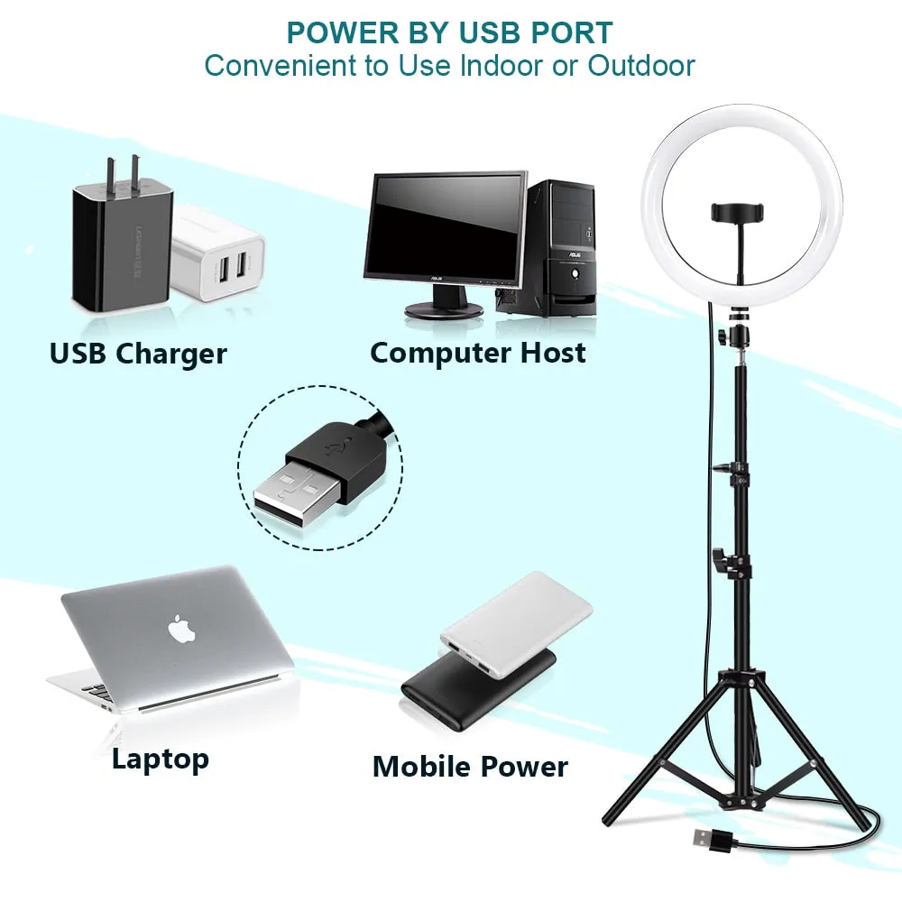 Colorful LED Ring Light with Tripod Stand and Phone Clip