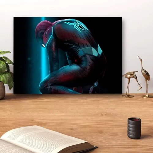 GADGETS WRAP Canvas Gallery Wrap Framed for Home Office Studio Living Room Decoration (14x11inch) - Spider Man Far From Home Tron