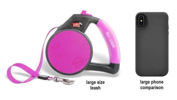 Gel Handle Reflective Tape Retractable Leash Pink