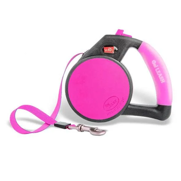 Gel Handle Reflective Tape Retractable Leash Pink