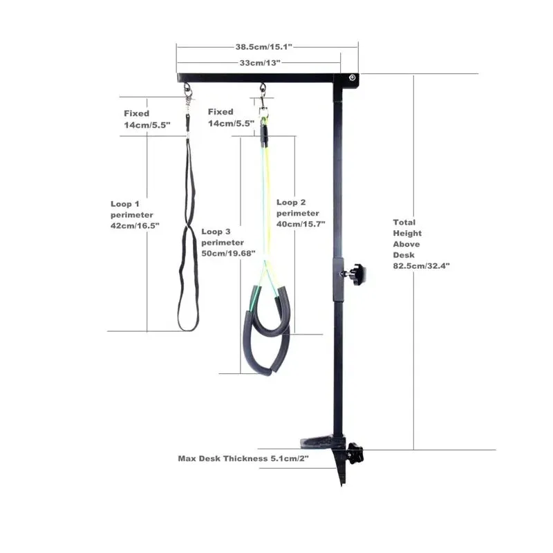 Grooming Arm SS Black with Clamp   Harness   Loop