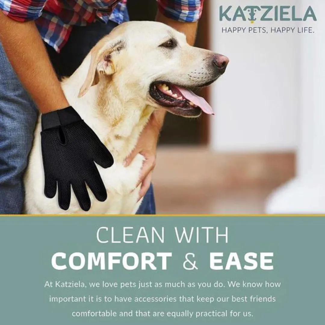 Katziela Pet Grooming Gloves with Silicone Cover for Dogs