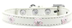 Light Pink Rose Widget Dog Collar White Size 20