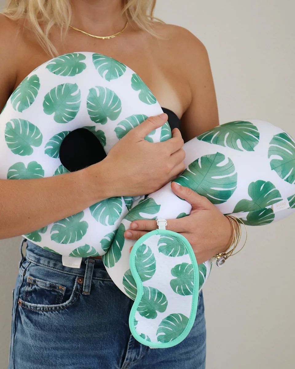 Monstera Green Pillow & Eye Mask Set of 2