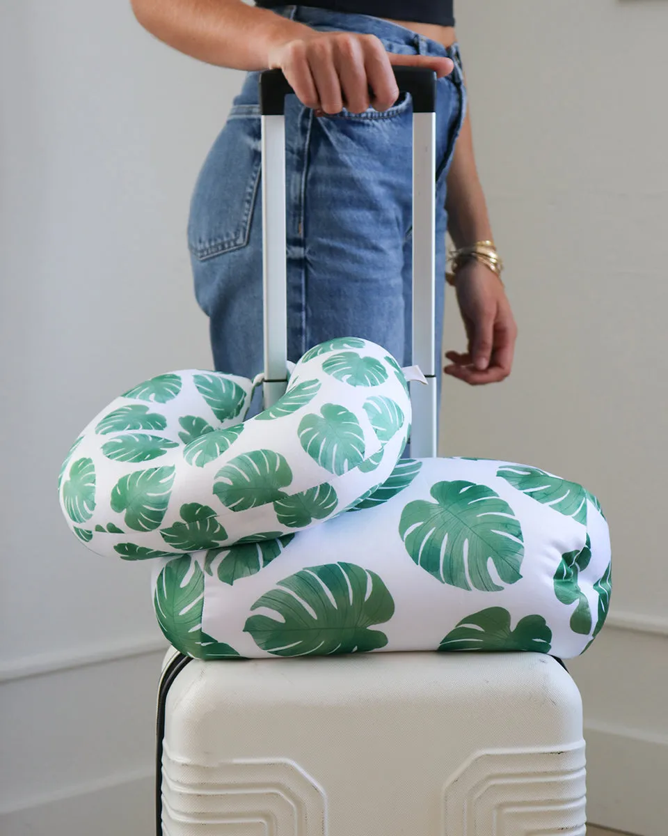 Monstera Green Pillow & Eye Mask Set of 2