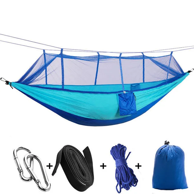 Mosquito Net Travel Hammock Tent W/ Adjustable Straps And Carabiners