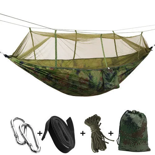 Mosquito Net Travel Hammock Tent W/ Adjustable Straps And Carabiners