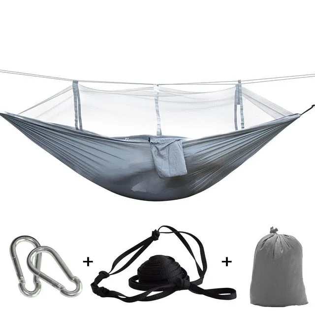 Mosquito Net Travel Hammock Tent W/ Adjustable Straps And Carabiners