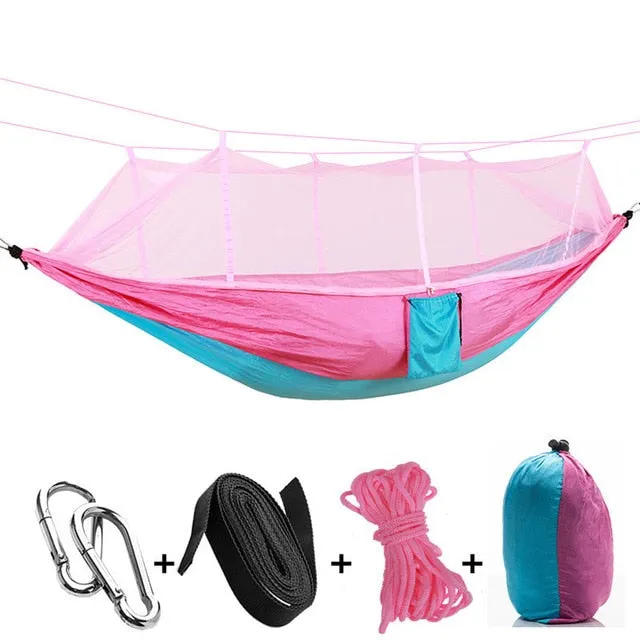 Mosquito Net Travel Hammock Tent W/ Adjustable Straps And Carabiners