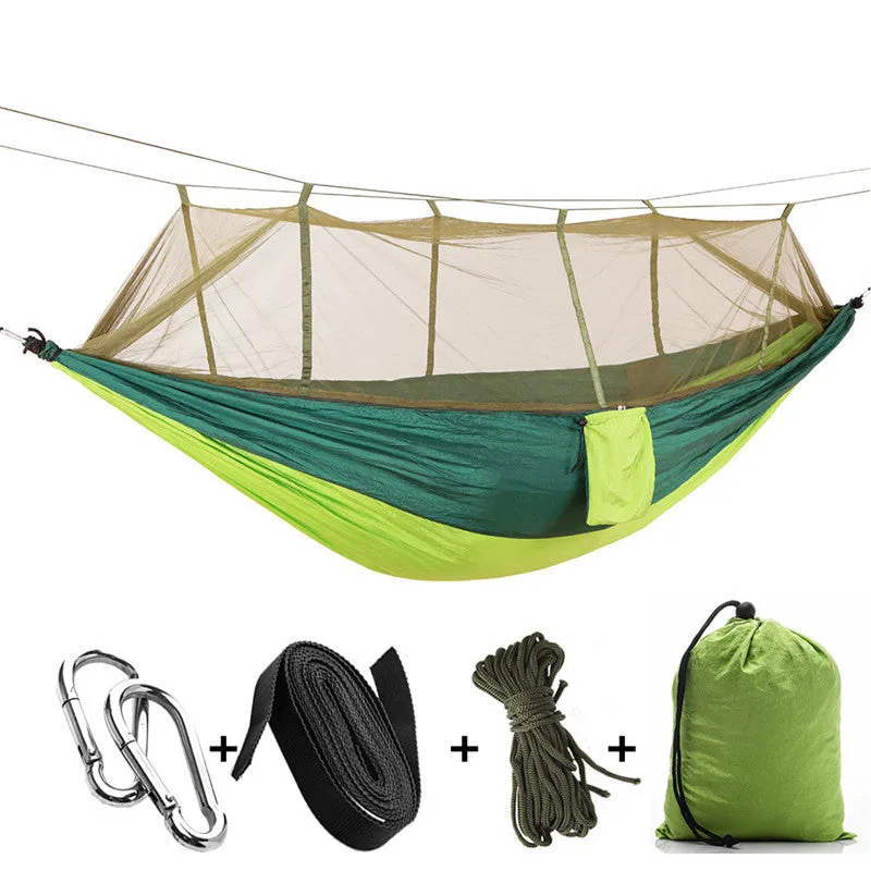 Mosquito Net Travel Hammock Tent W/ Adjustable Straps And Carabiners