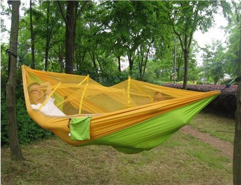 Mosquito Net Travel Hammock Tent W/ Adjustable Straps And Carabiners