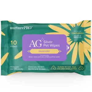 Nurture Pro AG  Silver Lavender Wipes For Cats & Dogs 10pc