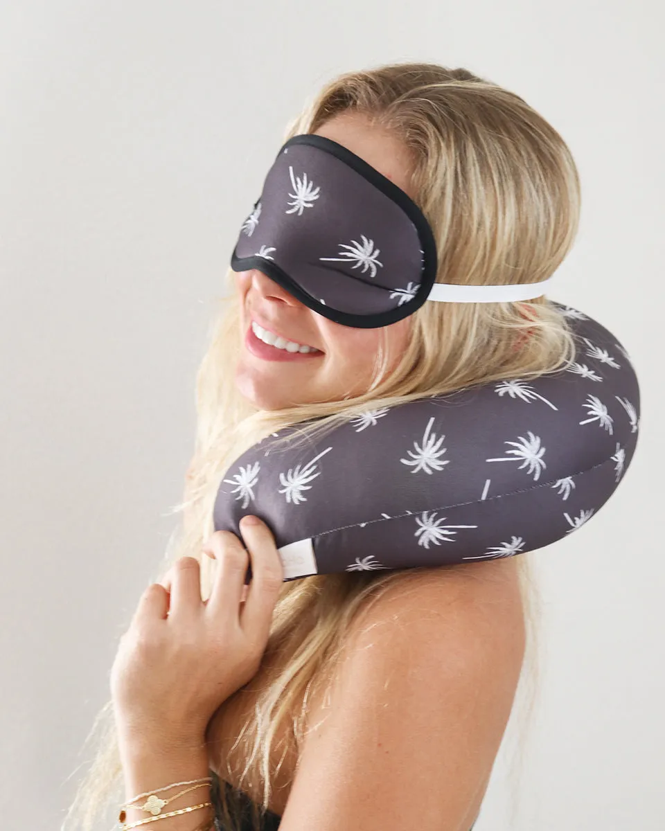 Palm Trees Black Pillow & Eye Mask Set of 2