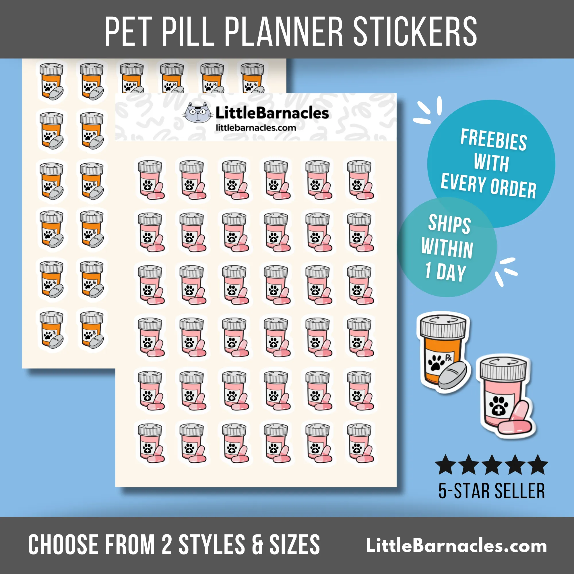 Pet Pill Planner Sticker Medication Reminder Pet Health Label Prescription Refill Calendar