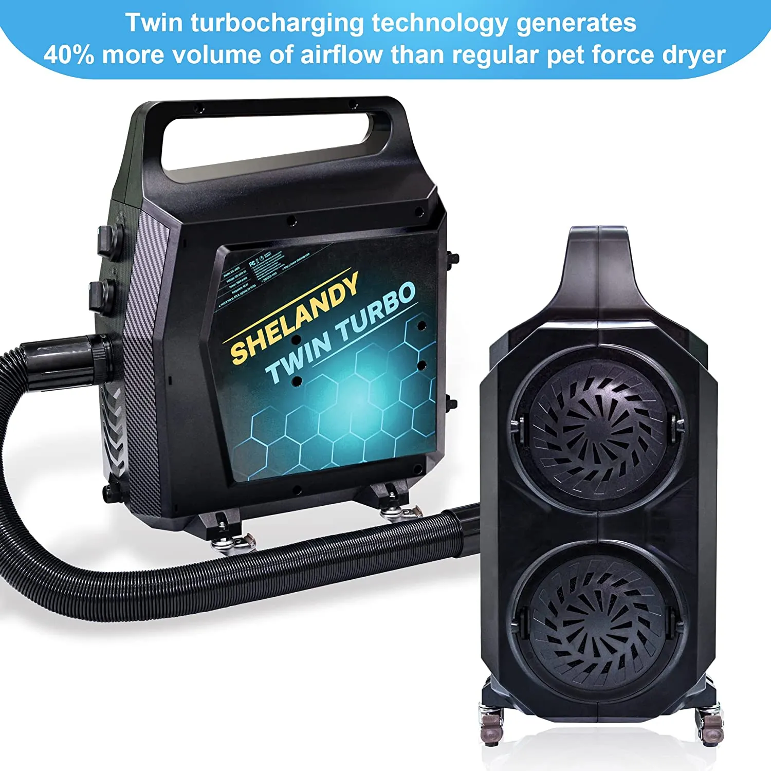 Powerful Twin-Motor Pet Dryer – 4.5HP High-Performance, Adjustable Airflow, and Portable Grooming Solution