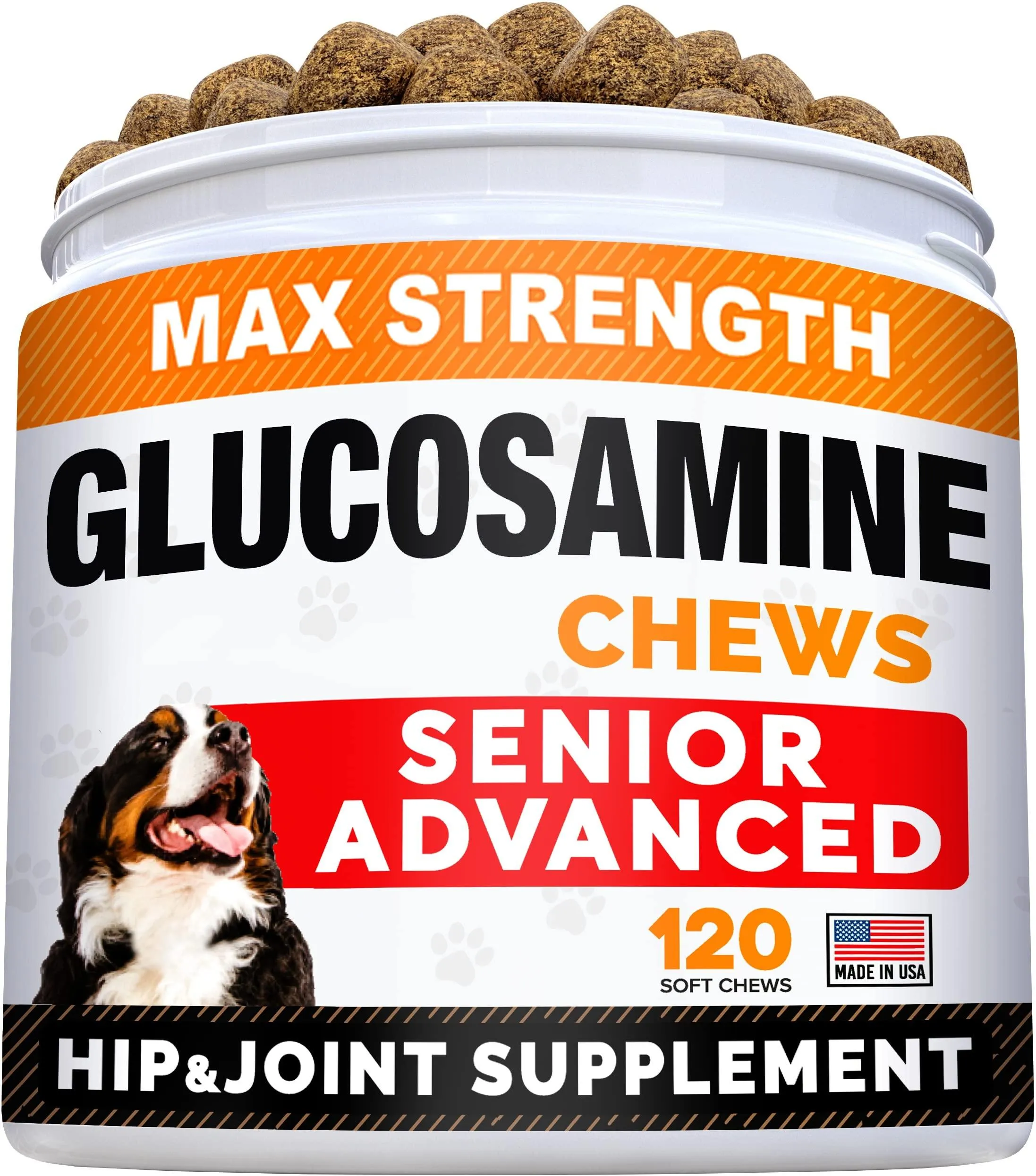 Senior Advanced Glucosamine Joint Supplement for Dogs.