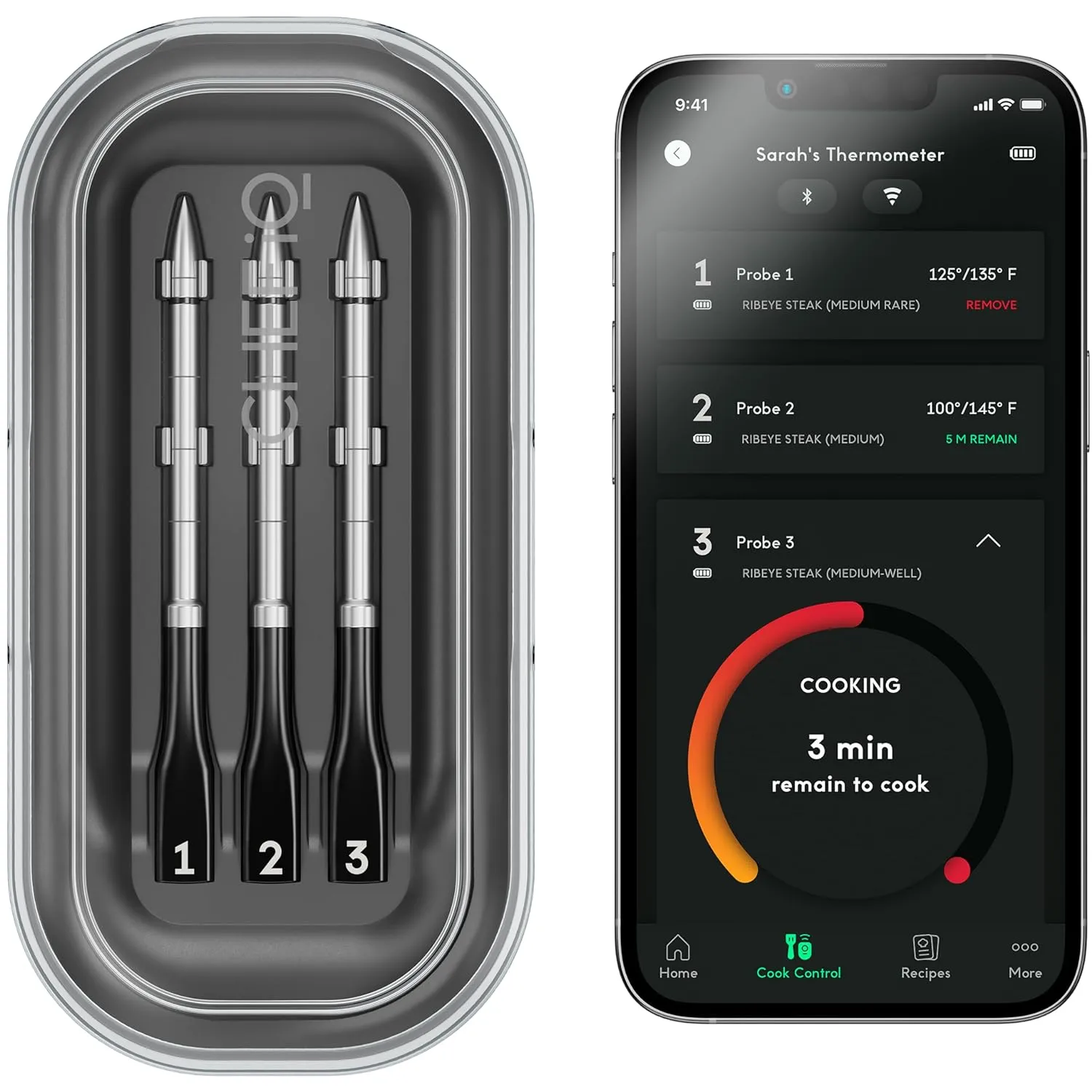 Smart Wireless Meat Thermometer with 2 Ultra-Thin Probes