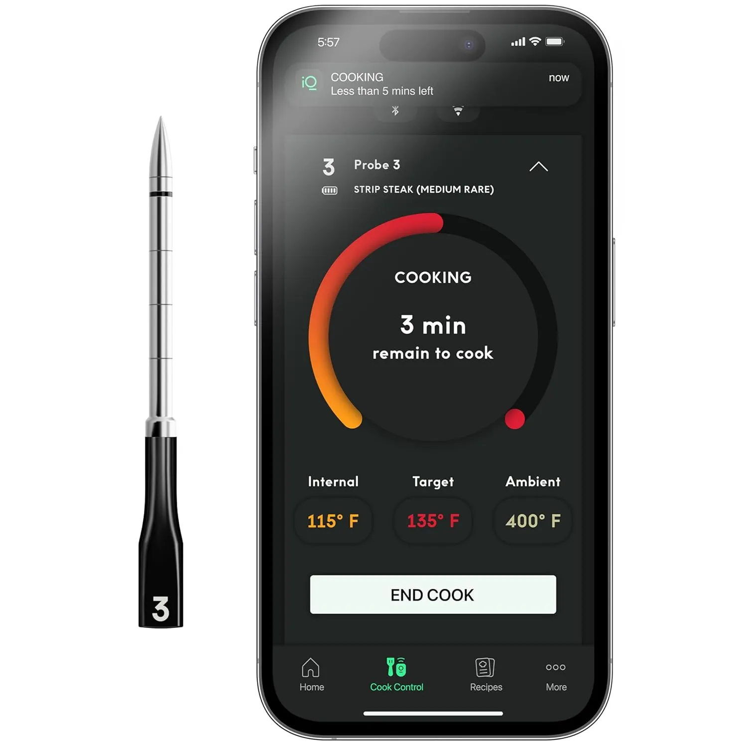 Smart Wireless Meat Thermometer with 2 Ultra-Thin Probes