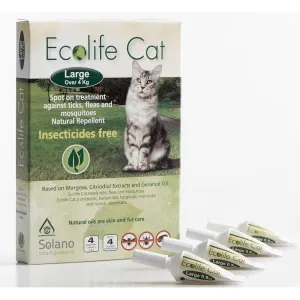 Solano Ecolife Spot-On Cat Flea Control Solution for Cats over 4kg 4ct