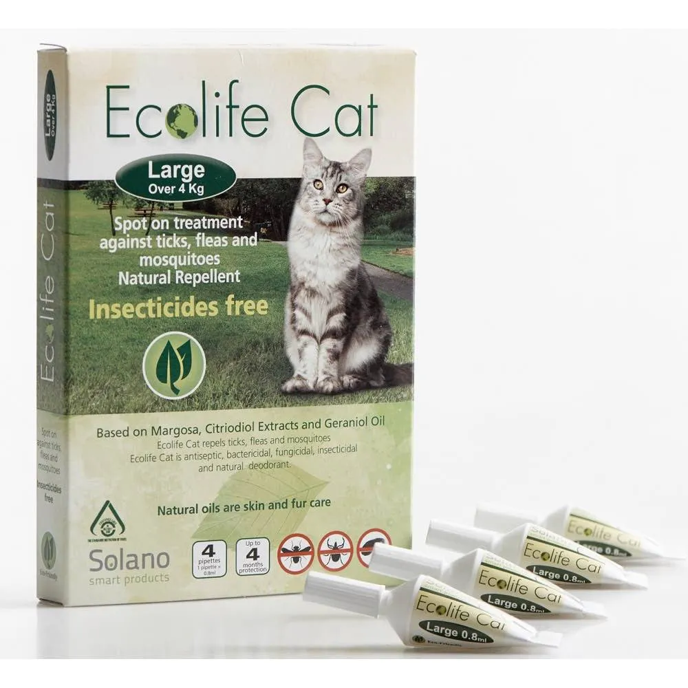 Solano Ecolife Spot-On Cat Flea Control Solution for Cats over 4kg 4ct