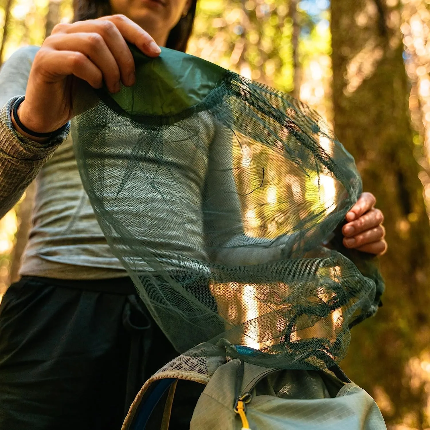 Travel Curry - Mosquito Head Net | Ultra Large & Long Bug Face Netting for Hats - Insect Net Mask Cover with Extra Fine Fly Screen Holes - Outdoor Protection for Men & Women