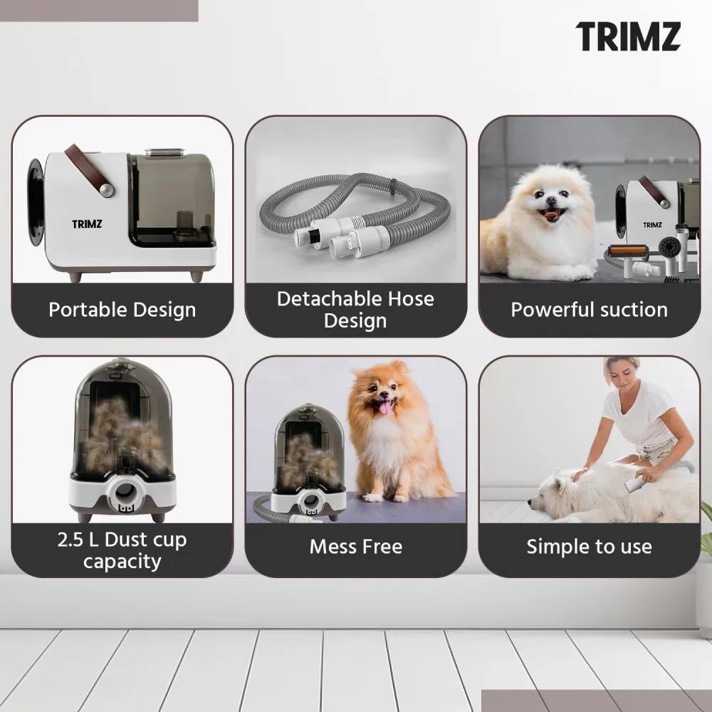 Trimz Pet Grooming Kit & Vacuum Suction for Dogs and Cats