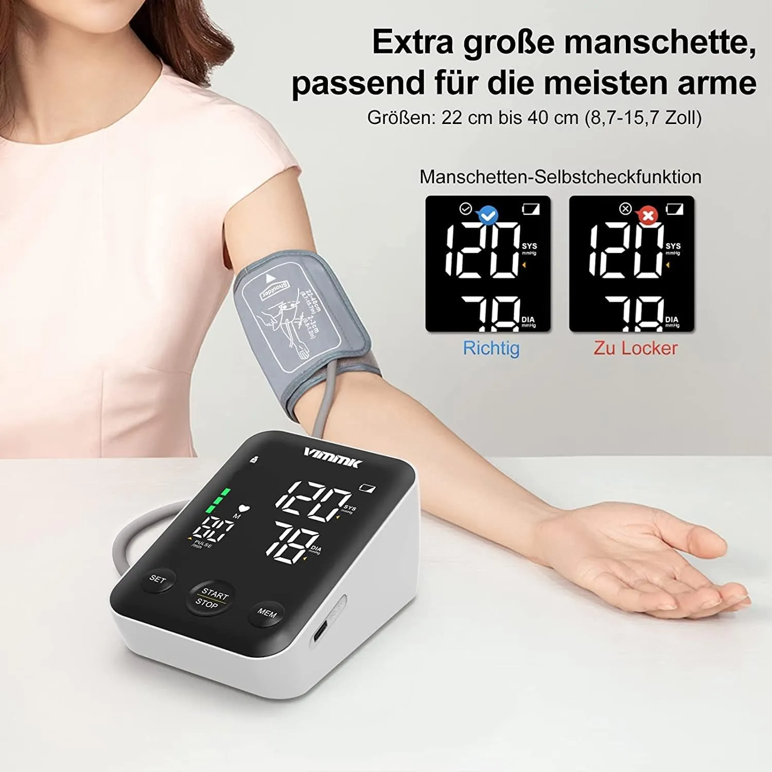 Vimmk Upper Arm Blood Pressure Monitor - Digital, Accurate, and User-Friendly for Home Health Monitoring