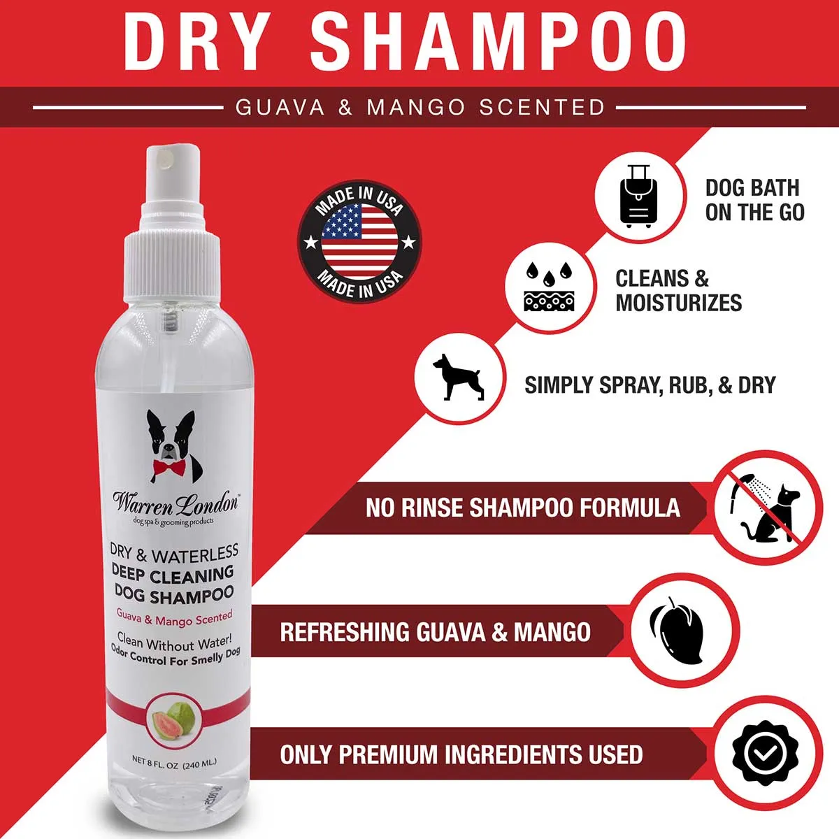 Warren London Dry & Waterless Deep Cleaning Shampoo - Guava & Mango